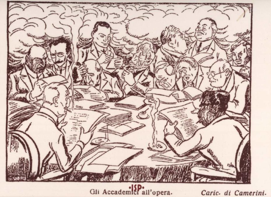 09 Almanacco Letterario 1925. Una seduta dell Accademia Mondadori per l elezione del Presidente Ferdinando Martini. Camerini 1