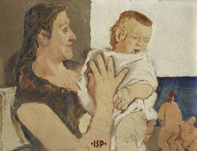2 Donna e bambino olio su tavola oera di Fausto Pirandello 1929
