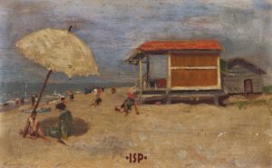 8 Marina di Viareggio olio su tavola opera di Luigi Pirandello.
