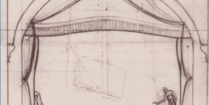 Progetto dell architetto Virgilio Marchi per il boccascena del Teatro Odescalchi 1924 1