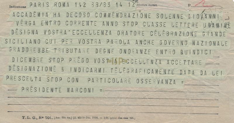 78 Marconi telegramma ottobre 1931