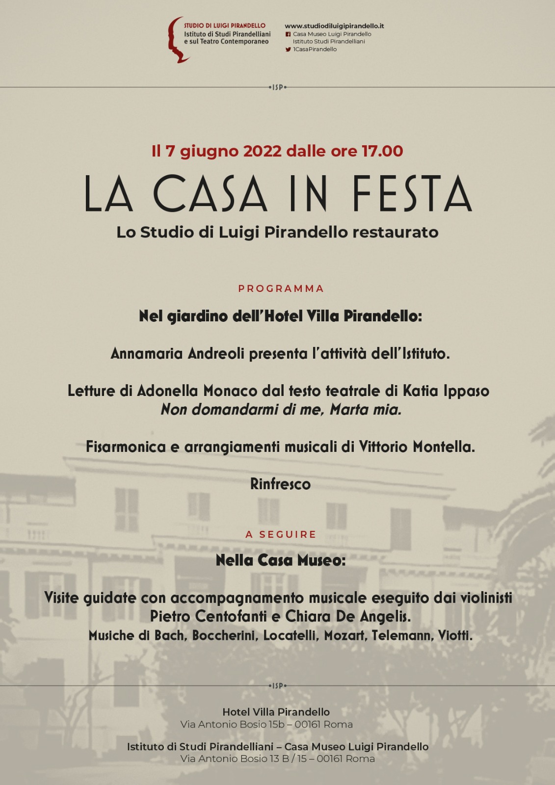 LA CASA IN FESTA Programma